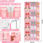 Windyun 40 Over the Door Shoe Organizer Large Breathable Mesh Pockets Pink - Image 3