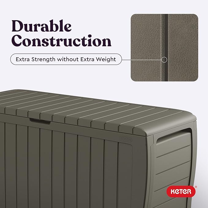 Keter Marvel Plus 71 Gallon Resin Outdoor Storage Box for Patio, Balcony & Garden – Weather‑Resistant Deck Box for Cushions, Pillows, Pool Floats & Tools, Mossy Brown - Image 9