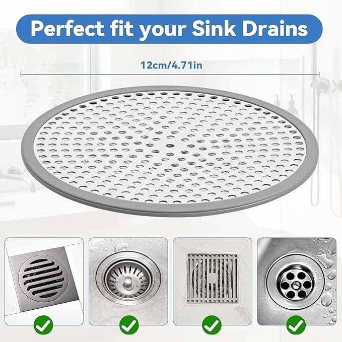 2Pcs Shower Drain Hair Catcher, 4.72" Shower Drain Cover, All-in-One Universal - Image 7