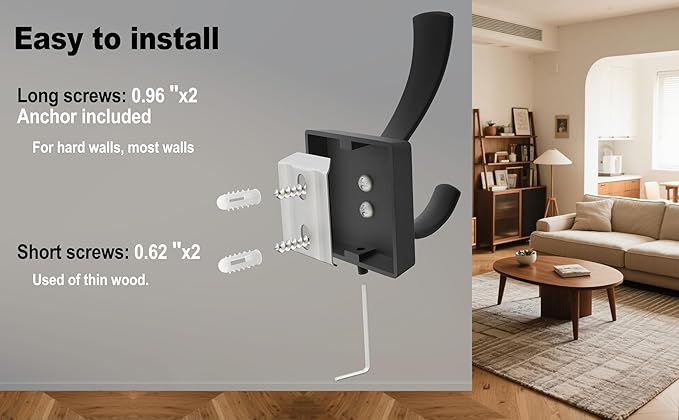 Black Towel Hooks Coat Hooks for Wall, Hand Towel Holder Robe Hook for Bathroom - Image 8