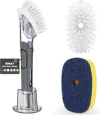 RIMAY Dish Brush with Soap Dispenser Storage Set with 2 PCS Brush Refills & by RIMAY