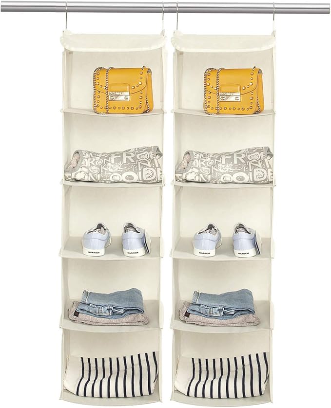 5 Shelves Hanging Closet Organizer, 2 Pack Hanging Storage - Image 6