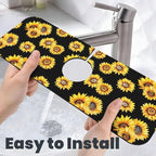Faucet Draining Mat For Kitchen Sink, Sunflower Flower Black Diatom Mud - Image 6