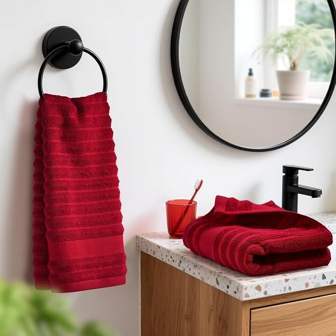Jacquotha Red Hand Towels for Bathroom Ribbed - Image 2