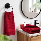 Jacquotha Red Hand Towels for Bathroom Ribbed - Image 2
