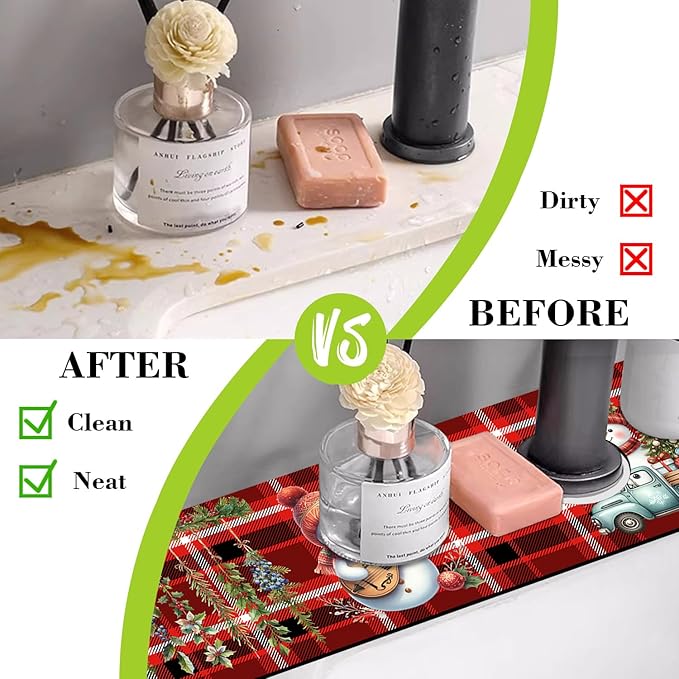 Chrismas Sink Faucet Absorbing Mat Christmas Sink Splash Guard Drying Mat - Image 6
