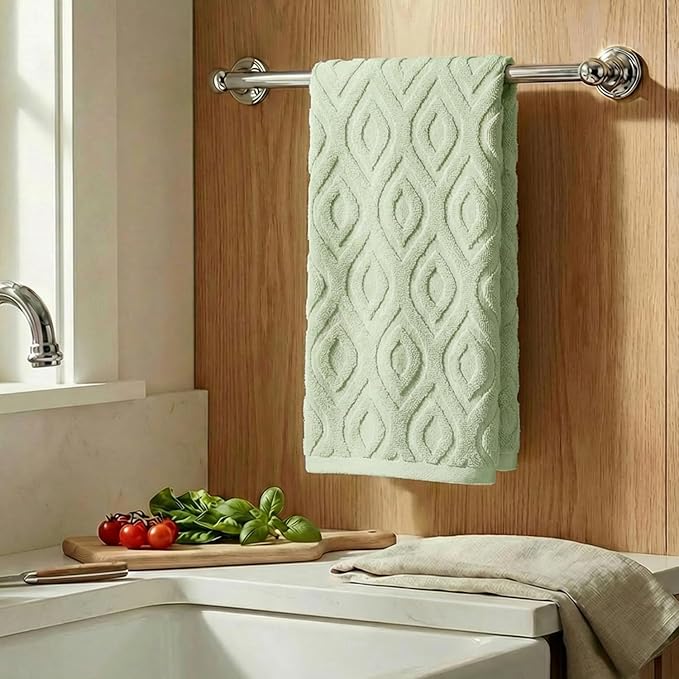 Artoid Mode 1 Pc Light Green 3D Diamond Grid Jacquard Hand Towels - Image 3