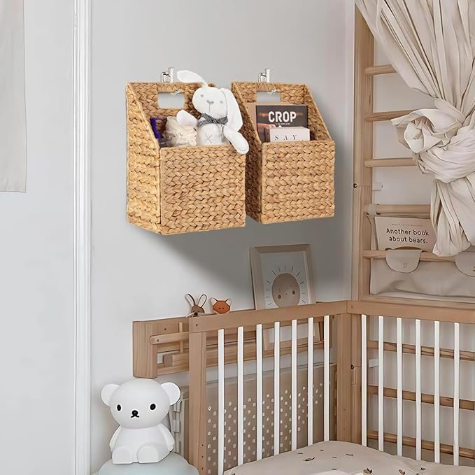 Wicker Hanging Storage Basket, Water Hyacinth Baskets, Wall Decor Hyacinth - Image 9