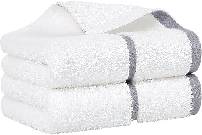 PiccoCasa Set of 2, 750 GSM Luxury White Hand Towels by PiccoCasa