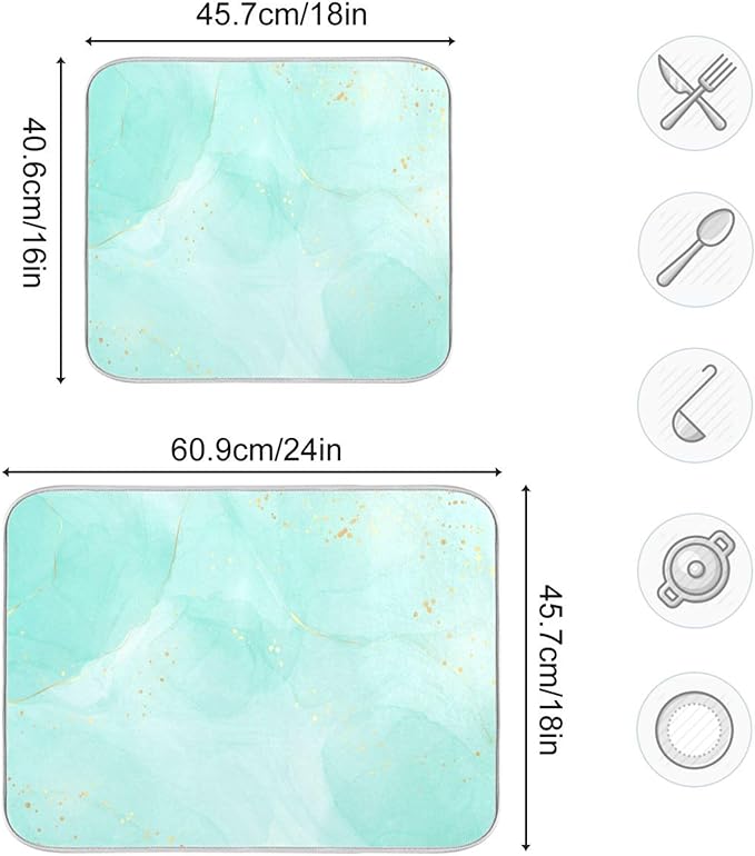Turquoise Marble Dish Drying Mat - Image 3