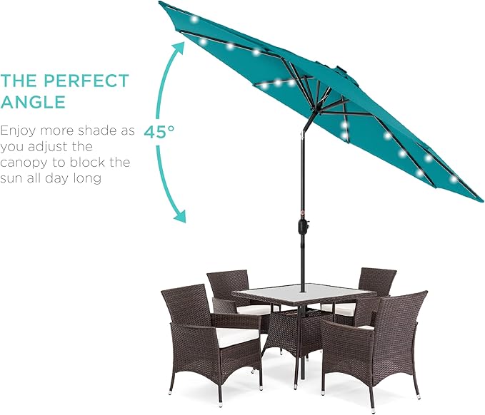 Best Choice Products 10ft Solar Polyester LED Lighted Patio Umbrella w/Tilt Adjustment and UV-Resistant Fabric - Image 2