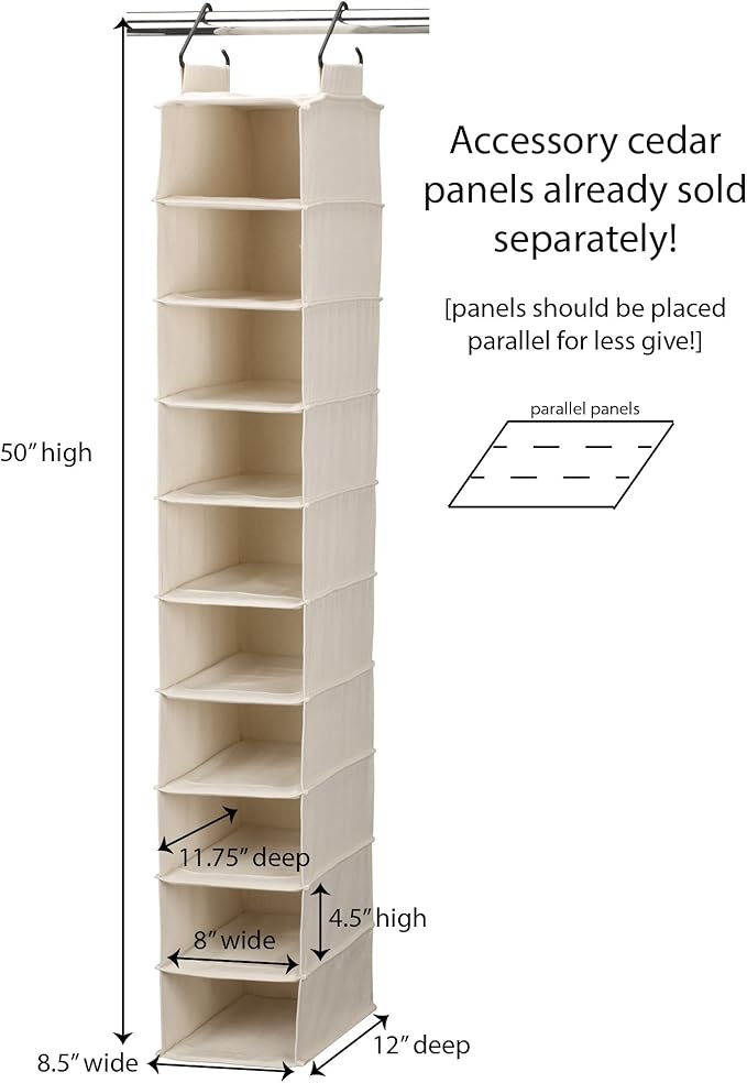 Household Essentials Hanging Shoe Organizer, 10 Wide Cubbies - Image 3