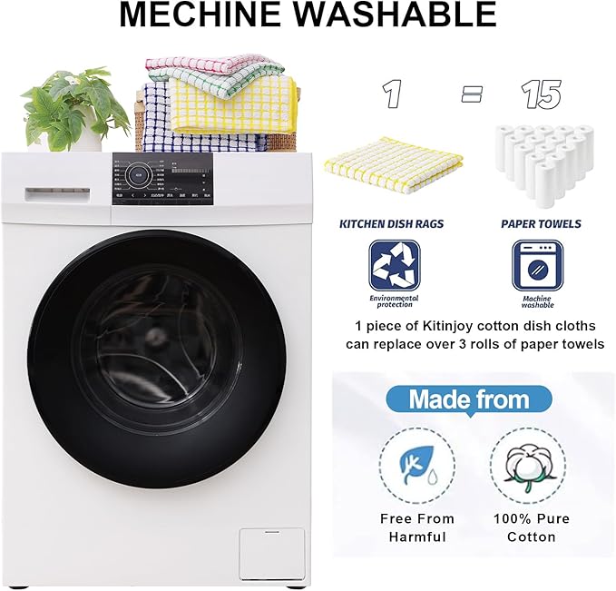 Kitinjoy Cotton 8 Pack Terry Kitchen Towels, 16 x 25 Inches Super Soft and - Image 5