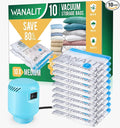Vacuum Storage Bags with Electric Pump, 10 Pack Medium Size（28"x 18"） Reusable by WANALIT