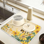 Honey Bee Dish Drying Mat for Kitchen Counter Absorbent Microfiber Small Drying - Image 5