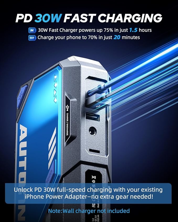 AUTOONE 9500A Car Jump Starter 12V Car Battery Jumper Starter Portable 168W DC - Image 4