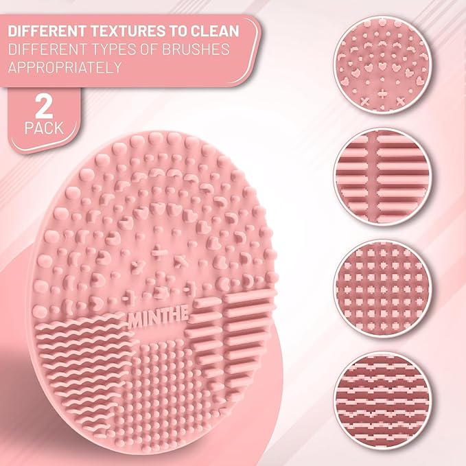 MINTHE™ Makeup Brush Cleaner Mat | 2 Pack | Silicone Make up Cleaning Pad - Image 3