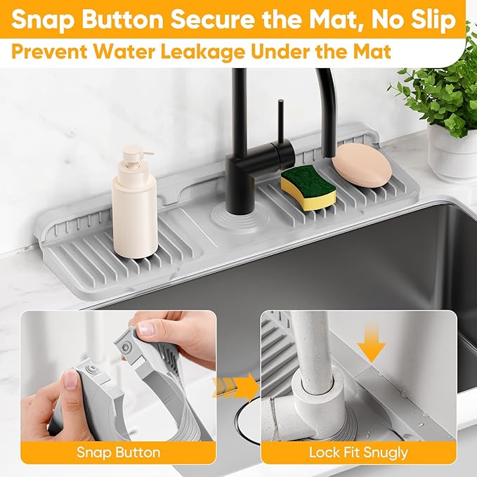 17.7'' Folding Faucet Mat for Kitchen Sink Splash Guard Kitchen Sink Faucet Mat - Image 4
