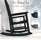 Oversized Rocking Chair Set of 4, Outdoor Rocking Chair for Adults, All Weather Resistant Porch Rocker for Lawn Garden, Black - Image 8