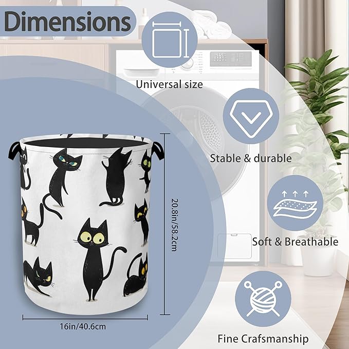 Funny Black Cat Laundry Hamper, Dirty Clothes Laundry Basket - Image 2