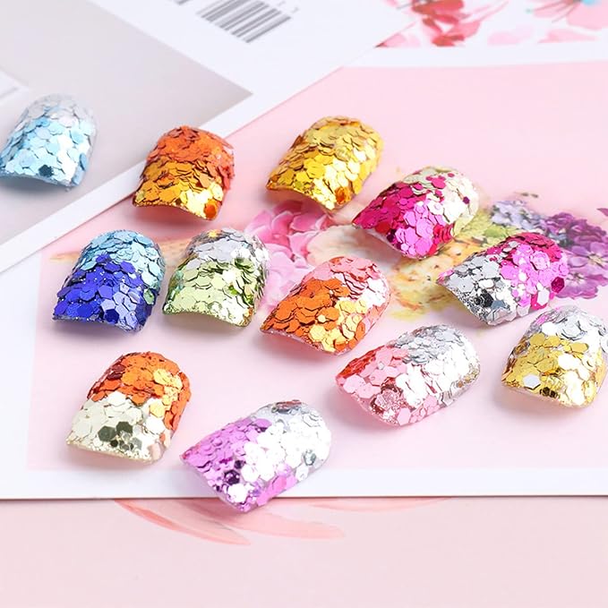 Mermaid Glitter Nail Art Sequins, 12 Colors Hexagon Shape Glitter Flakes Design - Image 4