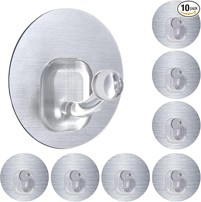 Uten Adhesive Hooks for Hanging 10 Pack, Heavy Duty Wall Hooks 11 lbs, Self by UTENHOMEGOODSCENTER