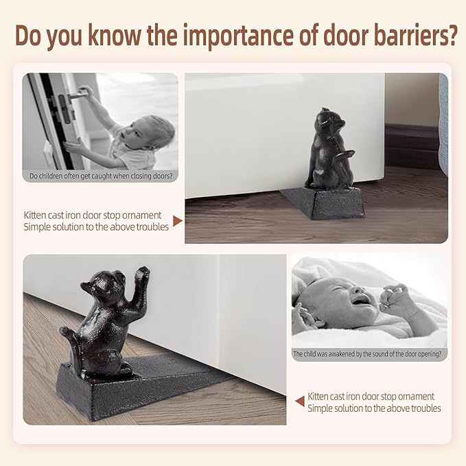 Notakia Cat Door Stopper Heavy Duty Rustic Cast Iron Cute Door Stopper - Image 5