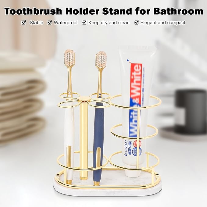 HarJue Toothbrush Holder Stand for Bathroom, Metal Toothbrush Organizer - Image 5