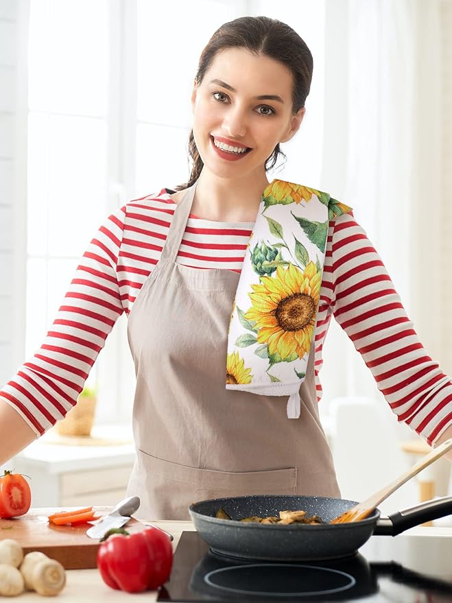 Bencailor 4 Pcs Sunflower Kitchen Towels Welcome to Our Home Hand Dish Towels - Image 4
