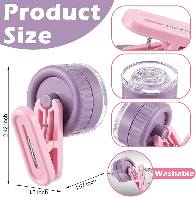 Geelin Dish Glove Clip with Suction Cup Easy Install Removable Purple Pink - Image 2