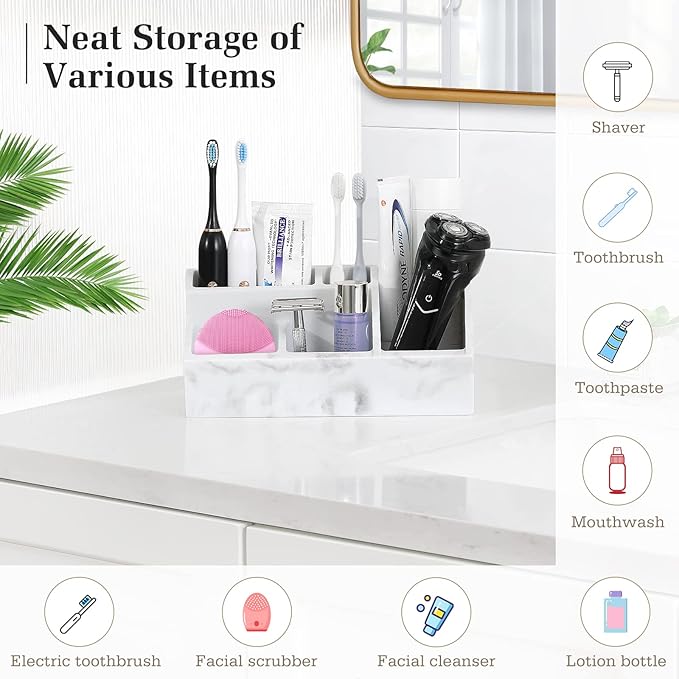 Luxspire Electric Toothbrush Holders, Bathroom Organizer Countertop Caddy 5 - Image 2