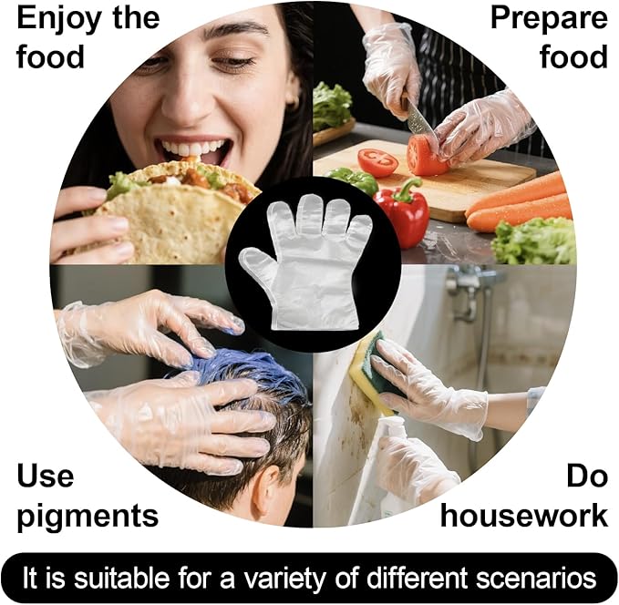 400 Count Disposable Plastic Gloves, Food Safe, Latex-Free & Powder-Free – - Image 5