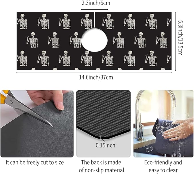 Absorbent Splash Guard Mat for Kitchen Sink, 15×5.5 Inch Cute Fast Drying Drip - Image 5