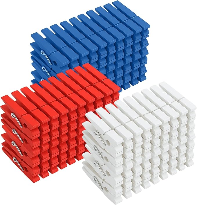 Weysat 120 Pcs 4th of July Colored Clothes Pins 2. 9" Wooden Patriotic by Weysat
