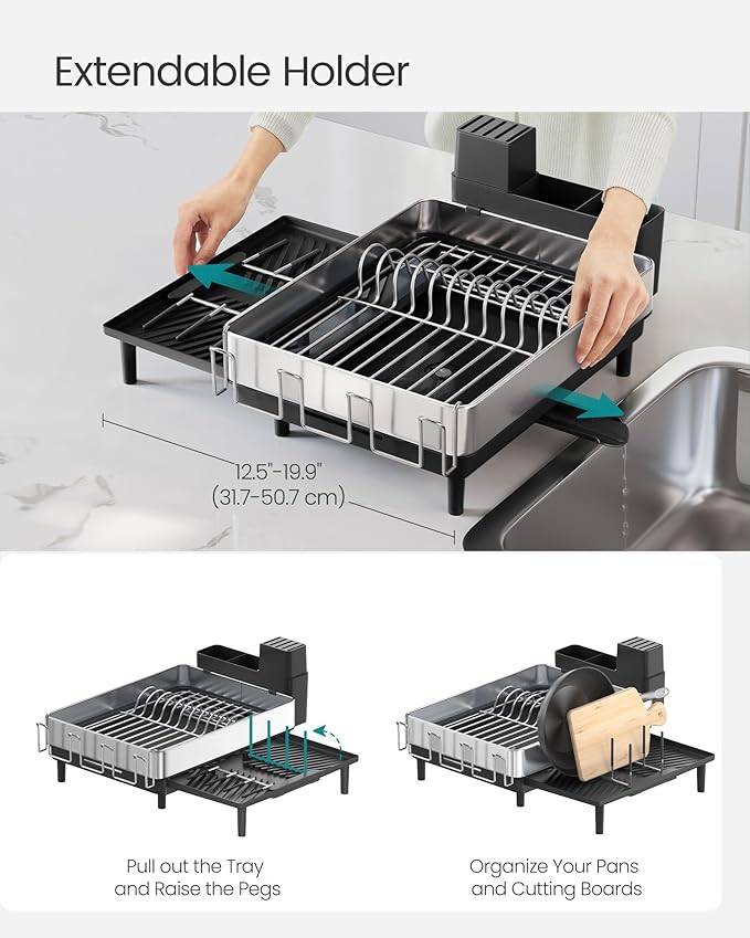SONGMICS Large Dish Drying Rack, Expandable Dish Dryer - Image 5