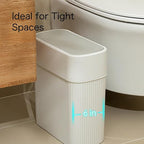 Bathroom Trash Can with Press Top Lid, 3.2 Gallon Slim Garbage Can - Image 3