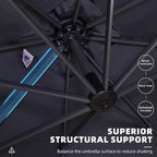 PURPLE LEAF 10' X 13' Patio Umbrella with Base Outdoor Cantilever Rectangle Offset Umbrella with 360-degree Rotation for Garden Deck Pool Patio Light Grey - Image 5