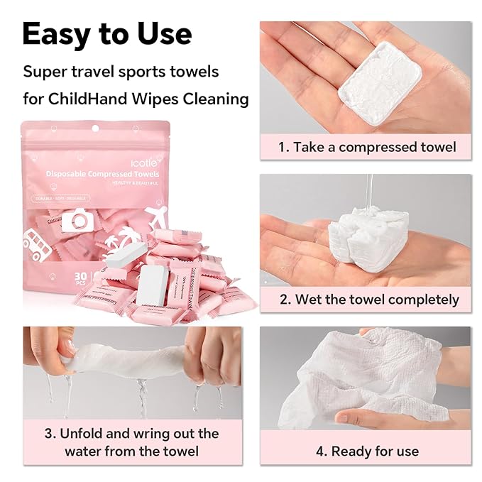 Compressed Towel 30 Pcs Disposable Compressed Face Towel Portable Cotton Coin - Image 5