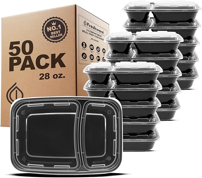 Freshware Meal Prep Containers 2 Compartment by Freshware