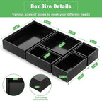 Black Bamboo Bathroom Drawer Organizer, Wooden Kitchen Utensil Holder Set of 5 - Image 2
