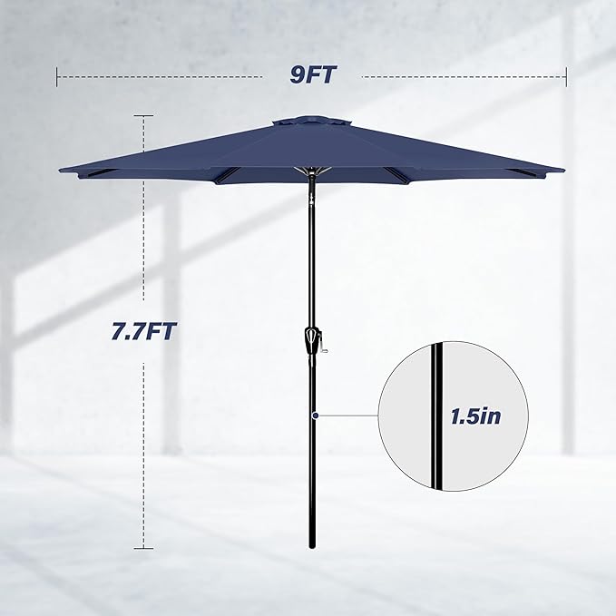 Simple Deluxe 9' Patio Umbrella Outdoor Table Market Yard Umbrella with Push Button Tilt/Crank - Image 2