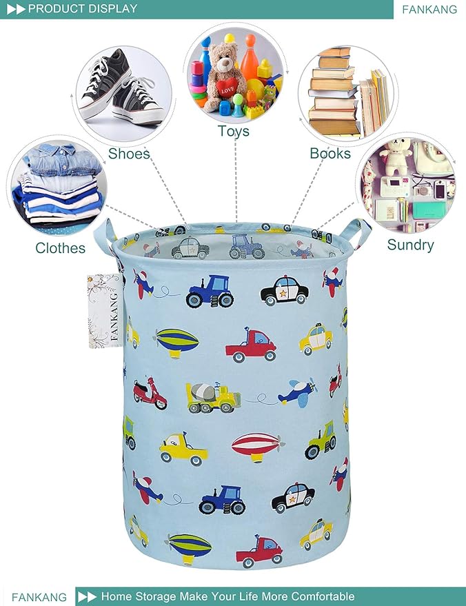 FANKANG Storage Basket, Nursery Hamper Canvas Laundry Basket Foldable - Image 9