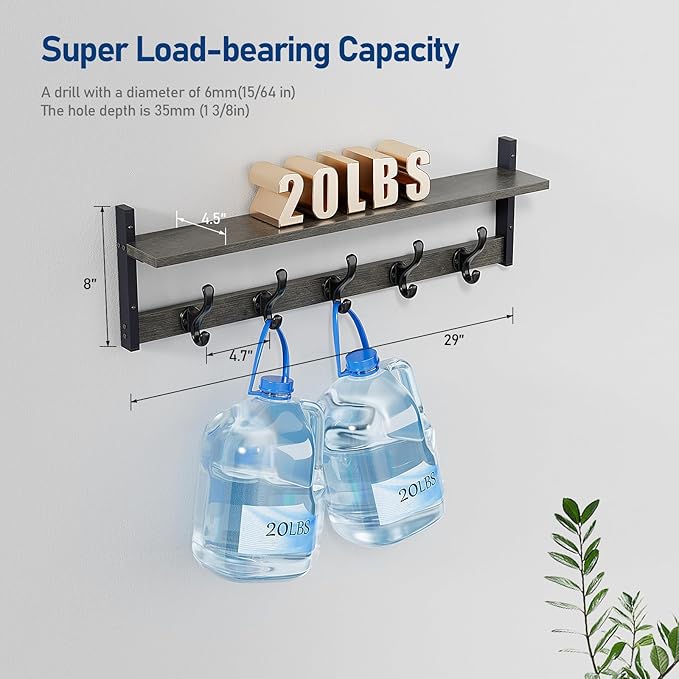 Tatub 29" Rustic Coat Rack Wall Mount - Image 7