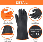 14" XL Size Latex Chemical Resistant Gloves, Reusable Heavy Duty Long Rubber - Image 4