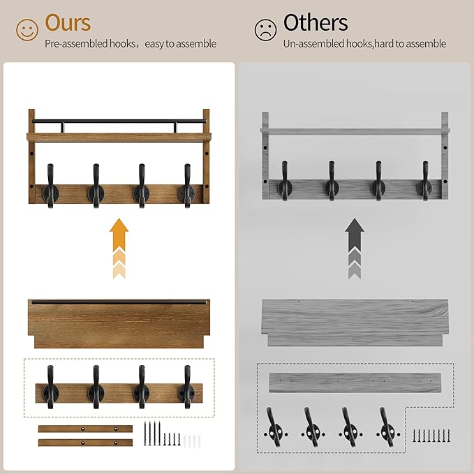 29 inch Coat Rack Wall Mount - Image 3