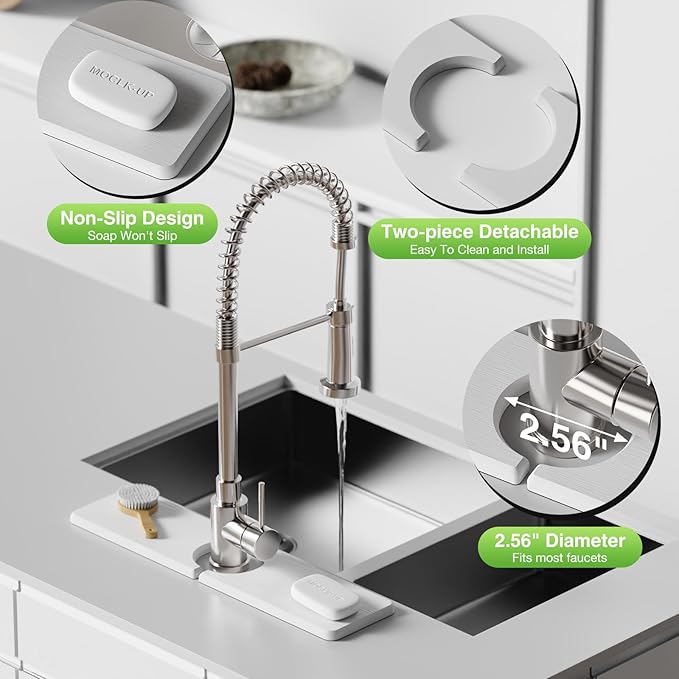 15.8" x 4" Stone Faucet Mat for Kitchen Sink, Quick Drying Diatomite Sink Tray - Image 5