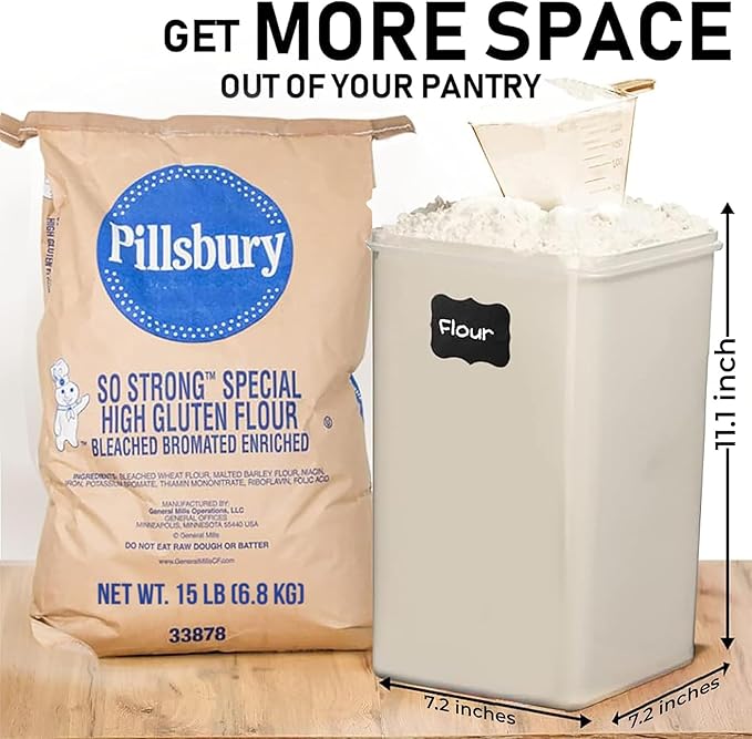 WHITE FEATHER SUPPLIES 2 PC Large Flour Sugar Storage Containers - Image 2