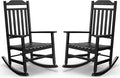 Patio Rocking Chair Outdoor Set of 2,Weather Resistant Poly Resin Oversized Porch Rocker,High Back Smooth Design,350lb Weight Capacity,Indoor Outdoor Use(2, Black) by GYMHILL