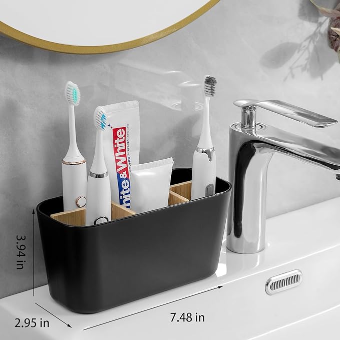 Toothbrush Holders for Bathrooms, Bamboo Tooth Brush Holder - Image 2