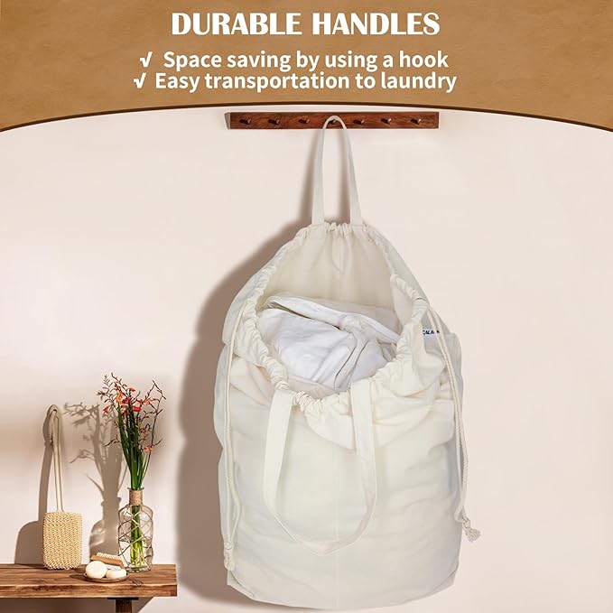 Canvas Laundry Bags with Handles & Square Base 16"Lx16"W x27.6"H, Extra Large - Image 5